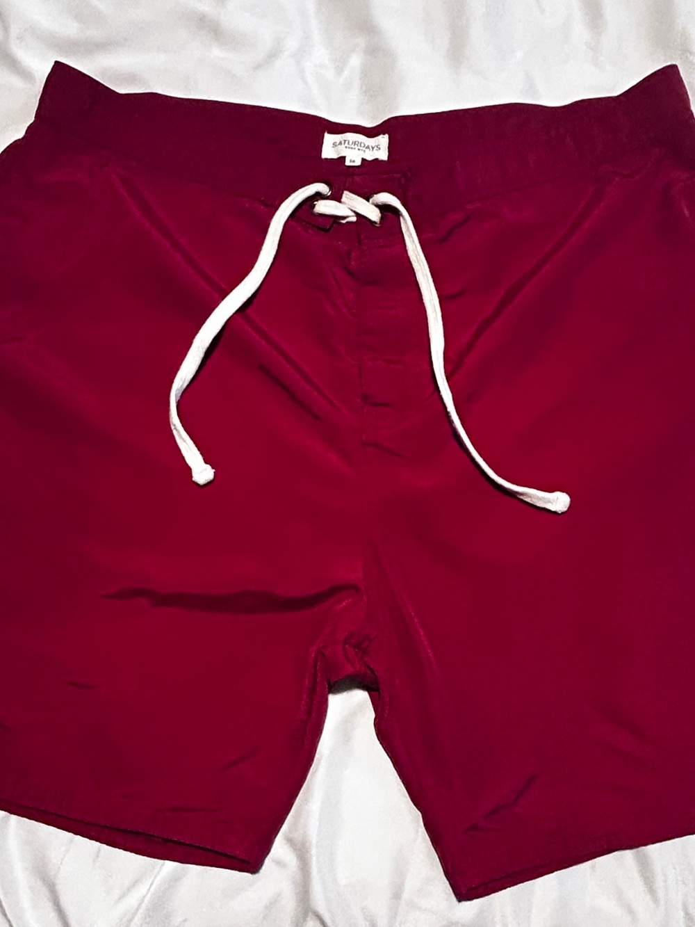 Saturdays New York City Men’s Burgundy Swim Shorts with White Drawstring